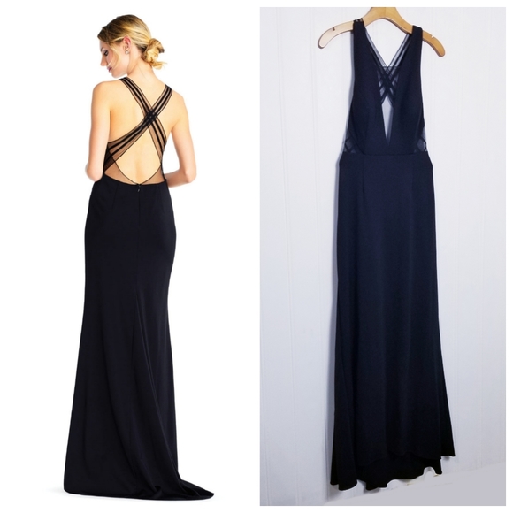 Adrianna Papell Dresses & Skirts - Adrianna Papell Navy Crisscross Back Maxi Dress